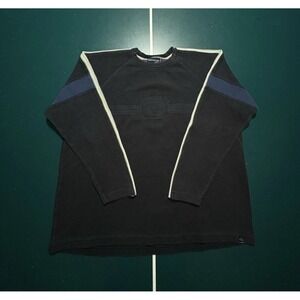 Vintage Gotcha Surf Crewneck Sweater Men XL Striped Black Blue Ribbed Skater 90s